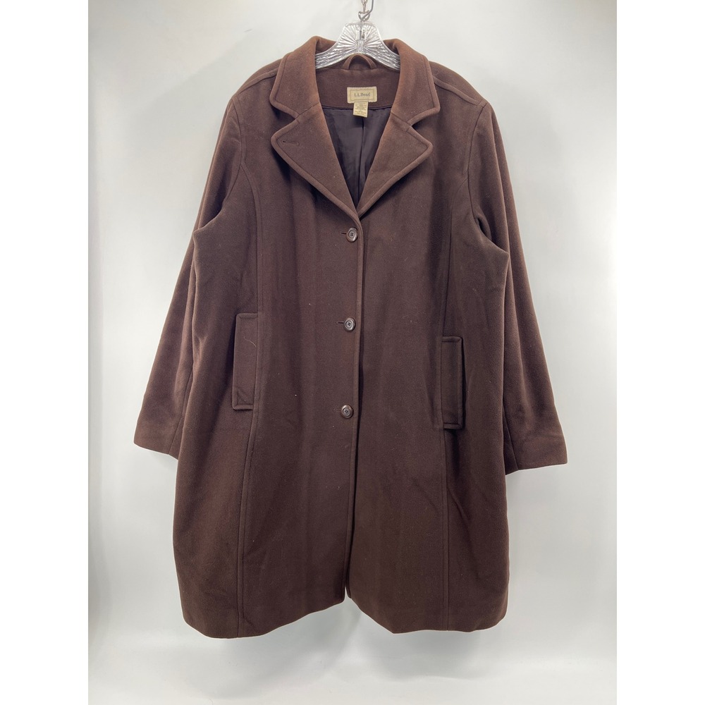 LL Bean Car Coat Womens 2X Brown Insulated 100% Lambswool Classic 0GC56 Coat